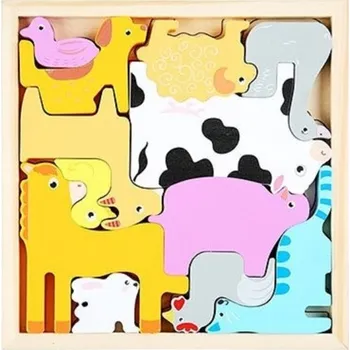 Dřevěná hračka Dětské dřevěné vkládací puzzle hospodářská zvířata