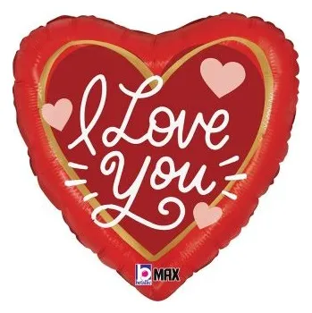 Balónek Srdce - ILY 18"/46cm fóliový balónek nafukovací