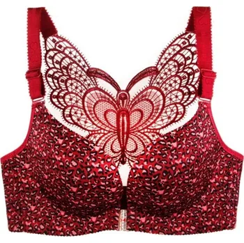 Podprsenka Leopardí podprsenka se zapínáním vpředu červená 90E