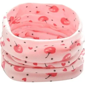 Šála Dětský zimní nákrčník s potiskem třešní J1258 růžová