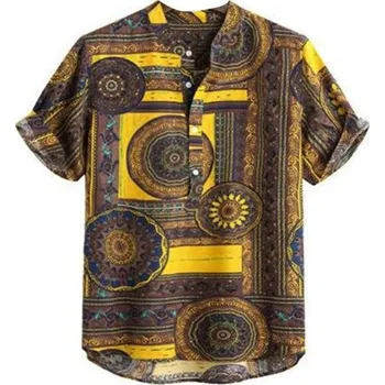 Pánská košile s krátkým rukávem F751 žlutá S