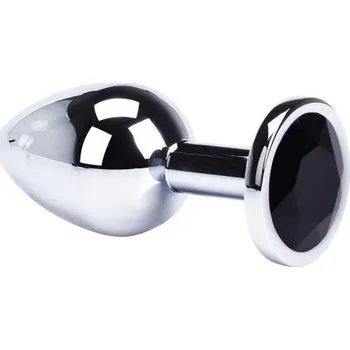 Vibrátor Kovový anální kolík s barevným kamínkem velikost L 40mm hladký povrch ergonomický design snadná údržba diskrétní balení černá