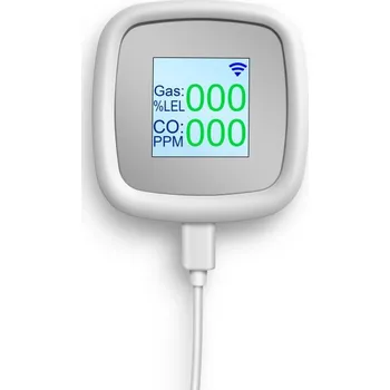 Detektor CO Detektor kouře a hořlavého plynu CO WiFi Alarm LCD displej Tuya Smart Aplikace USB-C Napájení Dálkové monitorování Bezpečnostní hlásič 65×65×30mm