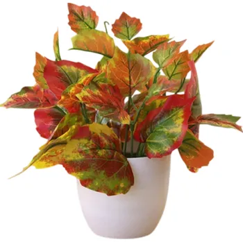 umělá květina Umělá rostlina bonsaj s javorovými listy 22x20 cm Plastová falešná rostlina v květináči Dekorace do obývacího pokoje Kancelářské příslušenství