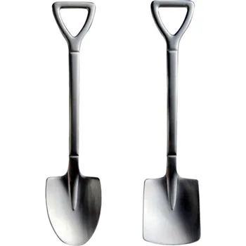 Příbor Lžičky ve tvaru lopaty a rýče 2 ks stříbrná