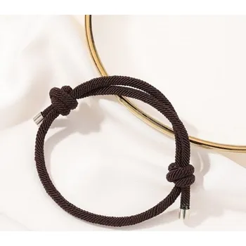 Náramek Provázkový náramek s uzly tmavě hnědá
