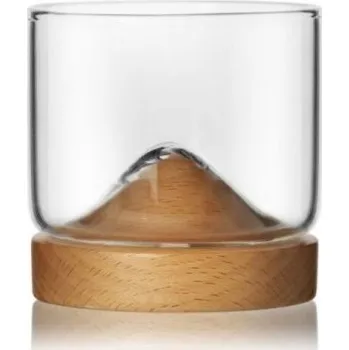 Sklenice Whisky sklenice s dřevěným stojanem světle hnědá