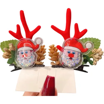 2 ks Dětské sponky do vlasů Sobí parohy Santa Claus Listy a šišky Vánoční ozdoby do vlasů Roztomilé doplňky na zimu Sváteční vlasové sponky