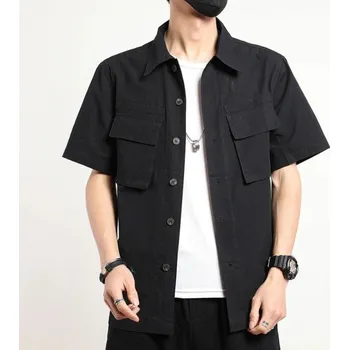 Pánská košile Pánská košile s krátkým rukávem F747 černá S