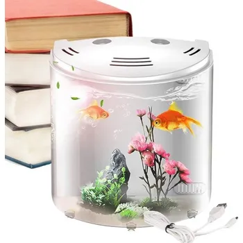 Akvárium s LED osvětlením a filtračním systémem 20 x 20 x 14 cm Moderní akvarijní set Malé akvárium s filtrem Stylová nádrž pro ryby bílá