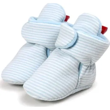 Dívčí bačkory Dětské zimní capáčky s proužky modrá 6-12 měsíců