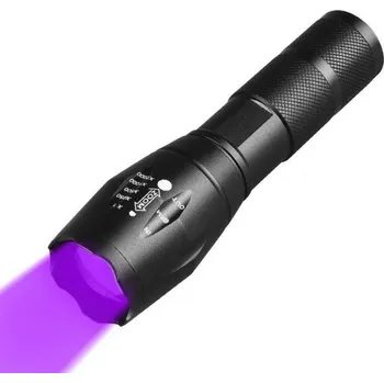 Svítilna 2 v 1 baterka UV světlo 395 nm a bílé světlo 12,9 cm Inspekční svítilna UV lampa na skvrny LED baterka na cesty kontrola