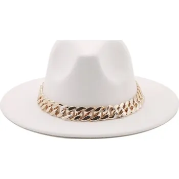 Klobouk Dámský klobouk s řetízkem A2449 bílá