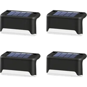 Noční světlo 4 ks Solární schodová světla 7,5x5x3,5 cm Teplá bílá ABS Vodotěsná venkovní svítidla Zahradní solární lampa na schody, terasu, balkon, plot černá