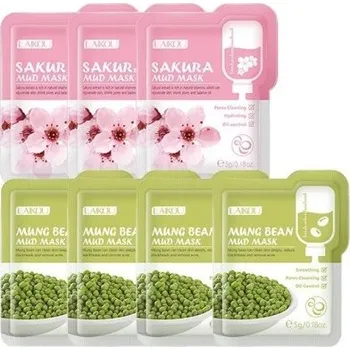Pleťová maska Čistící bahenní maska na obličej s výtažkem ze sakury proti mastnotě 3 ks Bahenní hydratační pleťová maska s výtažkem z matcha čaje proti akné a pro hloubkové čištění pleti 4 ks Sada bahenních masek pro péči o pleť
