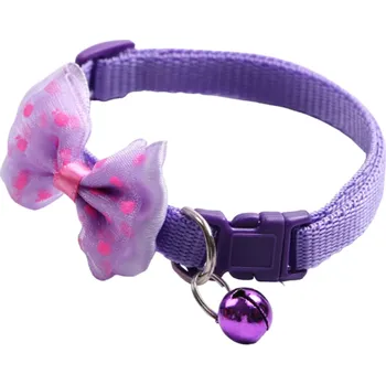 Obojek pro kočky s mašličkou a rolničkou Ozdobný obojek pro kočky Nastavitelný obojek pro kočky Příslušenství pro kočky fialová