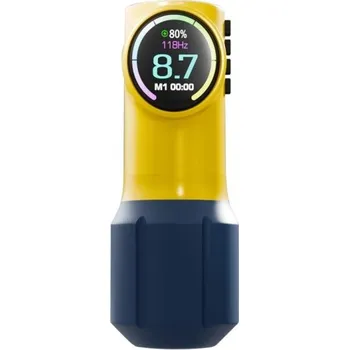 Tetovací strojek Žlutý bezdrátový tetovací strojek 12,5 cm LED displej 11000 ot./min Délka zdvihu 4 mm USB nabíjení Profesionální tetovací pero