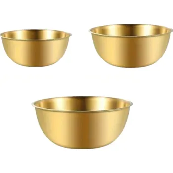 Sada 3 nerezových misek na vaření s ryskami na objem Kuchyňské mísy z nerezové oceli Míchací mísy na těsto Suroviny a přípravu pokrmů zlatá