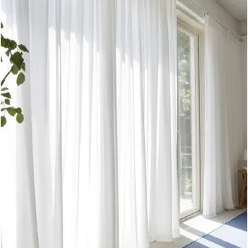 Závěs Jednobarevné dlouhé tylové závěsy Poloprůsvitné jemné závěsy do oken Voálové závěsy se zavěšením na háčky Tenké elegantní záclony 800 x 270 cm bílá