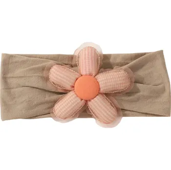 Čepice Elastická čelenka pro novorozené s květinou Měkká dětská čelenka do vlasů Stylový doplněk pro miminka Pohodlná a elastická Novorozenecká čelenka hnědá