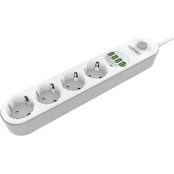 Elektrická zásuvka Prodlužovací přívod s vypínačem 4x zásuvka, 4x USB 2 m