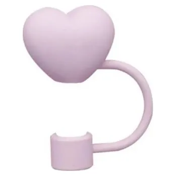 Silikonový kryt na brčko srdíčko Průměr 10 mm Hygienická ochrana brčka Stylový uzávěr Opakovaně použitelná krytka Brčko na cesty růžová