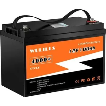 Nářadí pro automobil Baterie LiFePO4 Lithium-železo-fosfátová baterie 12V 100Ah Baterie s ochranou vůči vodě a prachu IP5 Vestavěné BMS 34 x 18,5 x 22 cm