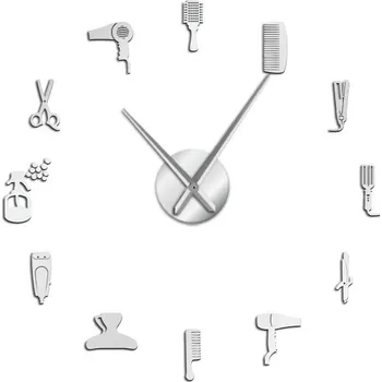 Hodiny Nástěnné samolepící hodiny G1734 stříbrná 68,5 cm