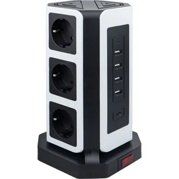 Elektrická zásuvka Prodlužovací přívod 9x zásuvka, 4x USB, 1x USB-C 2 m bílá