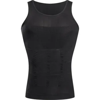 Zeštíhlující kompresní vesta Pánské tílko na tvarování postavy Stahovací prádlo pro muže Bezešvá vesta na hubnutí Držení těla Fitness tílko černá XL