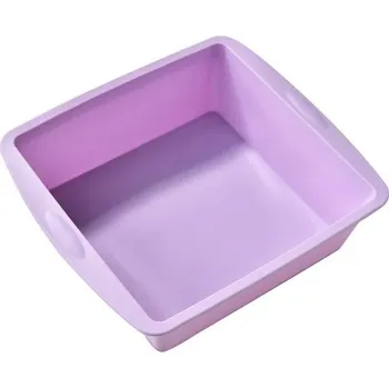 Nádoba na pečení Silikonová forma na pečení chleba Obdélníková forma 19,5x17,5x5 cm Nepřilnavá forma na sladké i slané pečení Odolná proti vysokým teplotám fialová