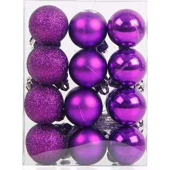 Vánoční dekorace Vánoční koule 24 ks fialová