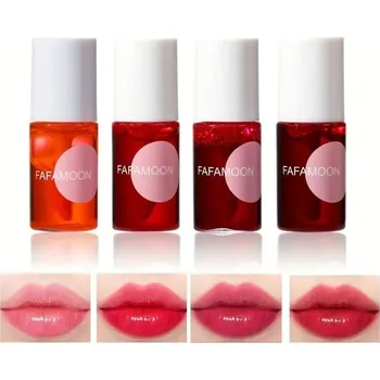 Rtěnka Hydratační voděodolná tekutá rtěnka Fafamoon Sada 4 ks Jablko Jahoda Vodní meloun Třešeň Intenzivní barva Hladká aplikace 5 ml