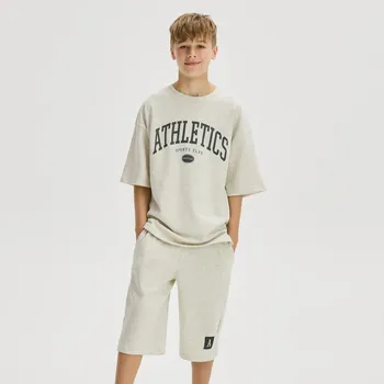 Reserved - Bavlněná souprava s potiskem - světle šedá - 4419N-09M - 4419N-09M-170