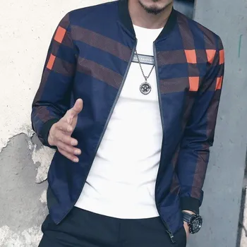 Pánská větrovka Pánská jarní/podzimní bunda s pruhy J1422 modrá XXS