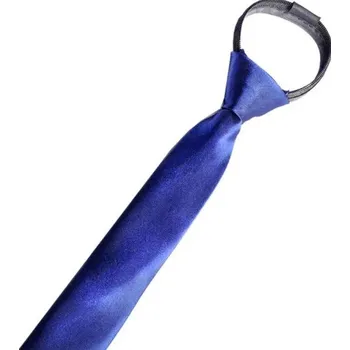 Kravata Jednobarevná úzká pánská kravata 48 x 5 cm Předvázaná kravata na gumičku Elegantní kravata pro dospělé Formální doplněk ke košili a obleku modrá