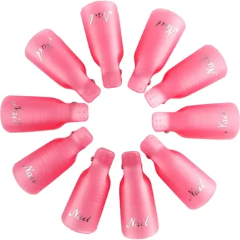 Odlakovač nehtů Plastové barevné klipy na nehty pro odstranění UV gelového laku Pomůcka na odstranění umělých nehtů 10 ks růžová