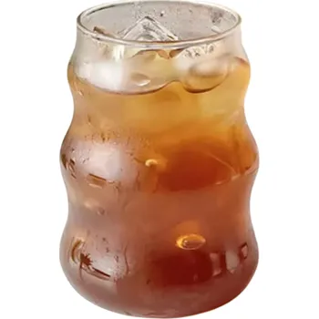 Sklenice Tepelně odolná sklenice 530 ml Průhledná skleněná sklenice z vlnitého skla bez ucha Designová sklenice na čaj, kávu, smoothie, nápoje