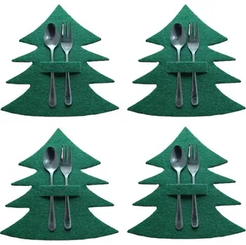 Vánoce Vánoční pouzdro na příbory - strom 4 ks V128 zelená