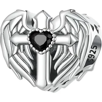 Přívěsek 4U Stříbrný přívěsek korálek kříž se srdcem