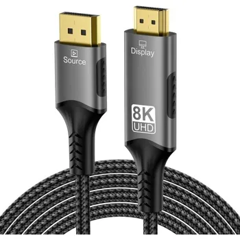 Video redukce Redukce DisplayPort samec na HDMI samec 8K 3 m Kabel DP na HDMI Převodník PC Notebook Monitor TV Plug & Play Ultra HD Kvalitní přenos obrazu a zvuku