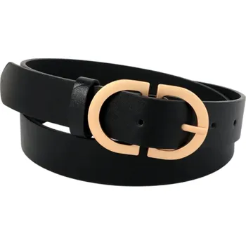 Opasek Dámský pásek z PU kůže 105 cm Elegantní opasek s klasickou přezkou Stylový doplněk k šatům, džínám i tunikám Módní doplněk pro ženy černá