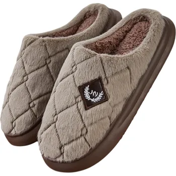 Pánská obuv Pánské domácí chlupaté pantofle s paměťovou pěnou Hřejivé bačkory s měkkou stélkou Protiskluzová podrážka Pohodlná zimní obuv na doma hnědá 48-49