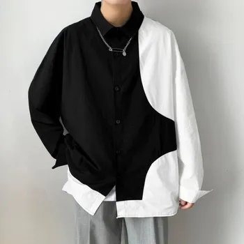 Pánská košile Pánská dvoubarevná košile F838 černá S