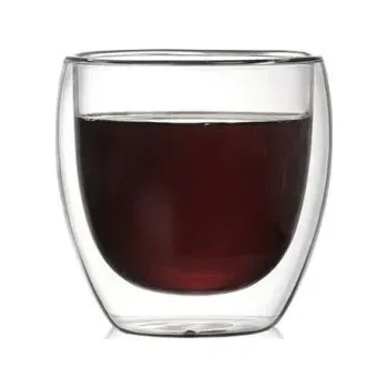 Skleněný šálek s dvojitou stěnou 80 ml Tepelně odolný hrnek bez ucha Malý termo šálek na espresso a kávu Elegantní design čirého skla