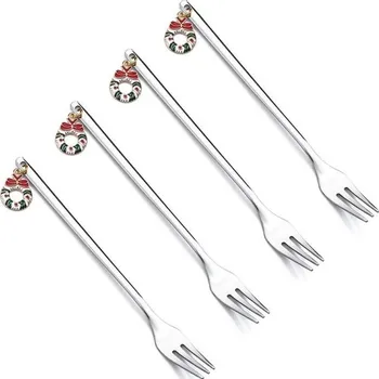 Příbor Vánoční vidličky s věncem 4 ks stříbrná