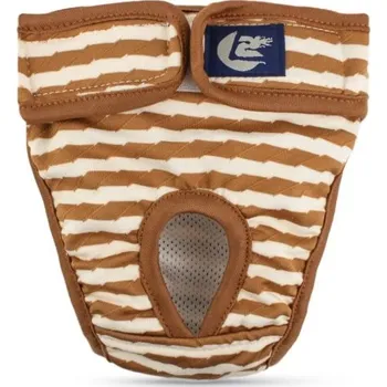 Obleček pro psa Hárací kalhotky pro psy pruhované Velikost S Obvod pasu 25-30 cm Pratelné hygienické kalhotky Nastavitelný pas Prodyšné pohodlné hnědá