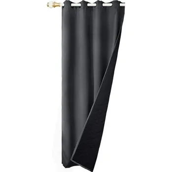 Závěs Prošívané 100% zatemňující závěsy Okenní zateplené závěsy proti hluku Zimní silné závěsy se zavěšením na kroužky Dvouvrstvý izolující závěs 132 x 213 cm šedá