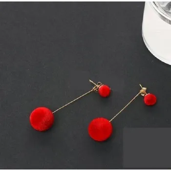 Náušnice Elegantní náušnice kuličky J2514 červená