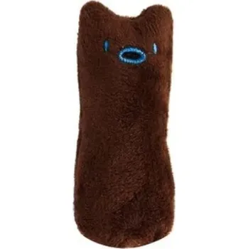 Hračka pro kočku Kočičí hračka na broušení zoubků a drápků Hračka na kousání Interaktivní plyšová hračka pro kočky 9,5 x 4 cm hnědá